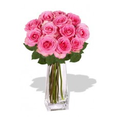 12 Maria Pink Rose Vase Bouquet